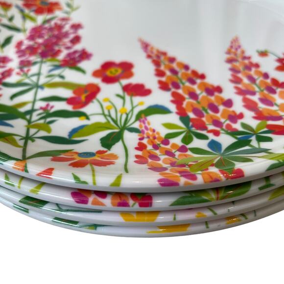 LAURA ASHLEY Melamine Pop of Color Spring Floral 8" Appetizer Plate Set of 4 NEW - Picture 6 of 10
